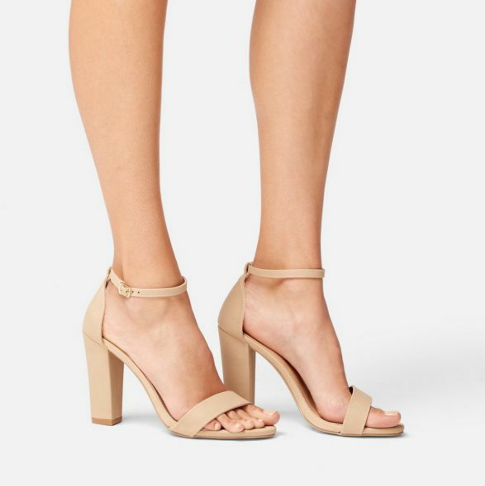 Justfab Makemba Nude Block Heeled Sandal